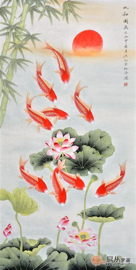 九鯉魚圖|九魚圖寓意是什麼？有風水禁忌嗎？手把手教您旺運納財